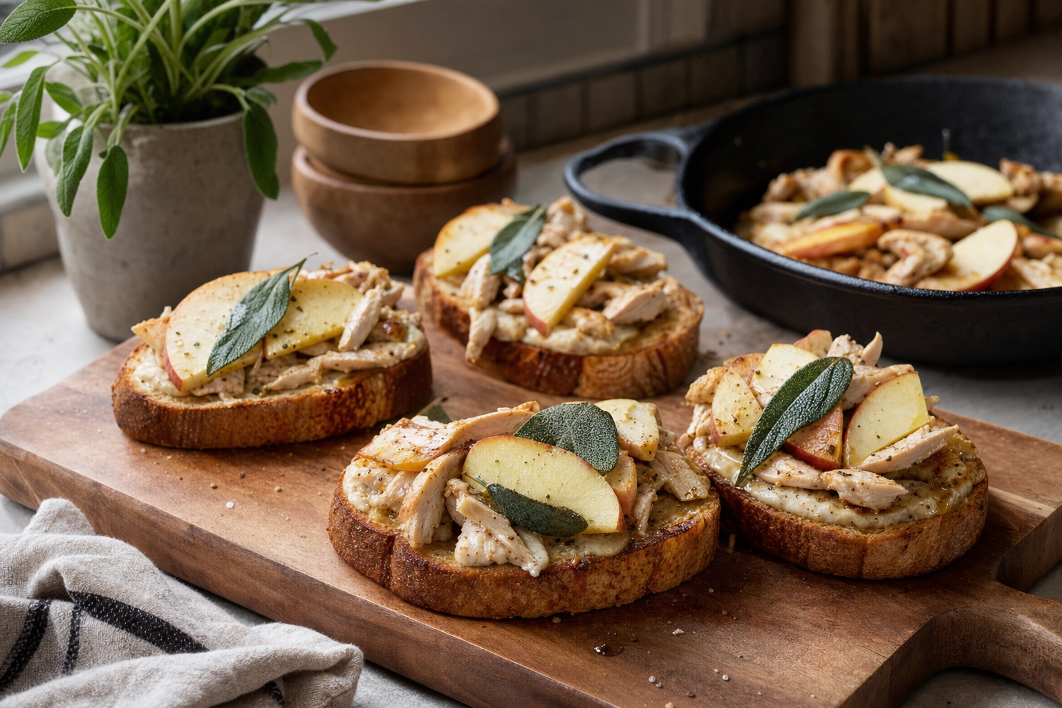 Warm Chicken Apple Sage Toasts