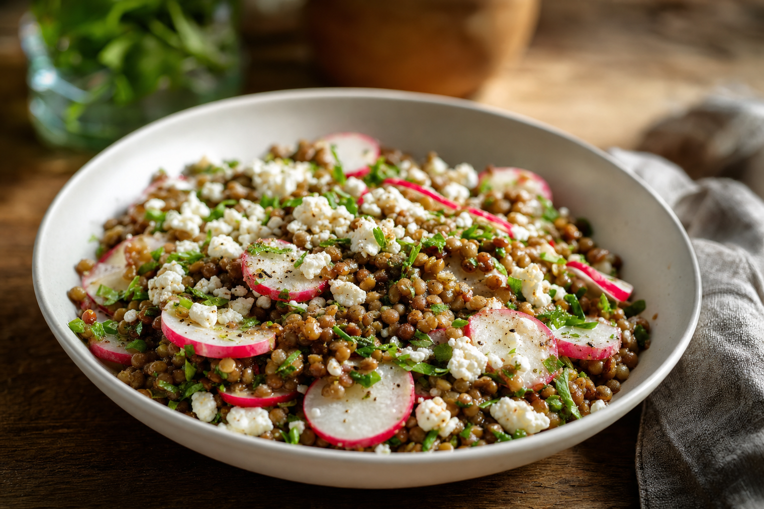 Warm Radish Lentil Salad with Feta