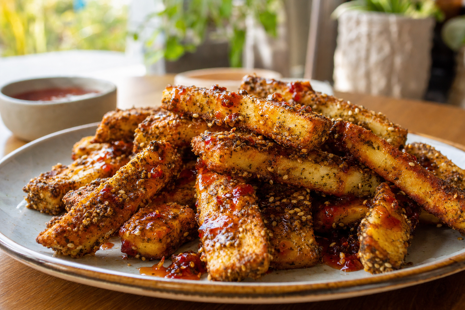 Za'atar Halloumi Fries with Chili Honey